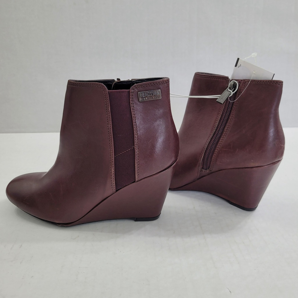 NWOB Women's Reaction Kenneth Cole Marcy Brown Genuine Leather Wedge Booties 5 - Picture 3 of 10